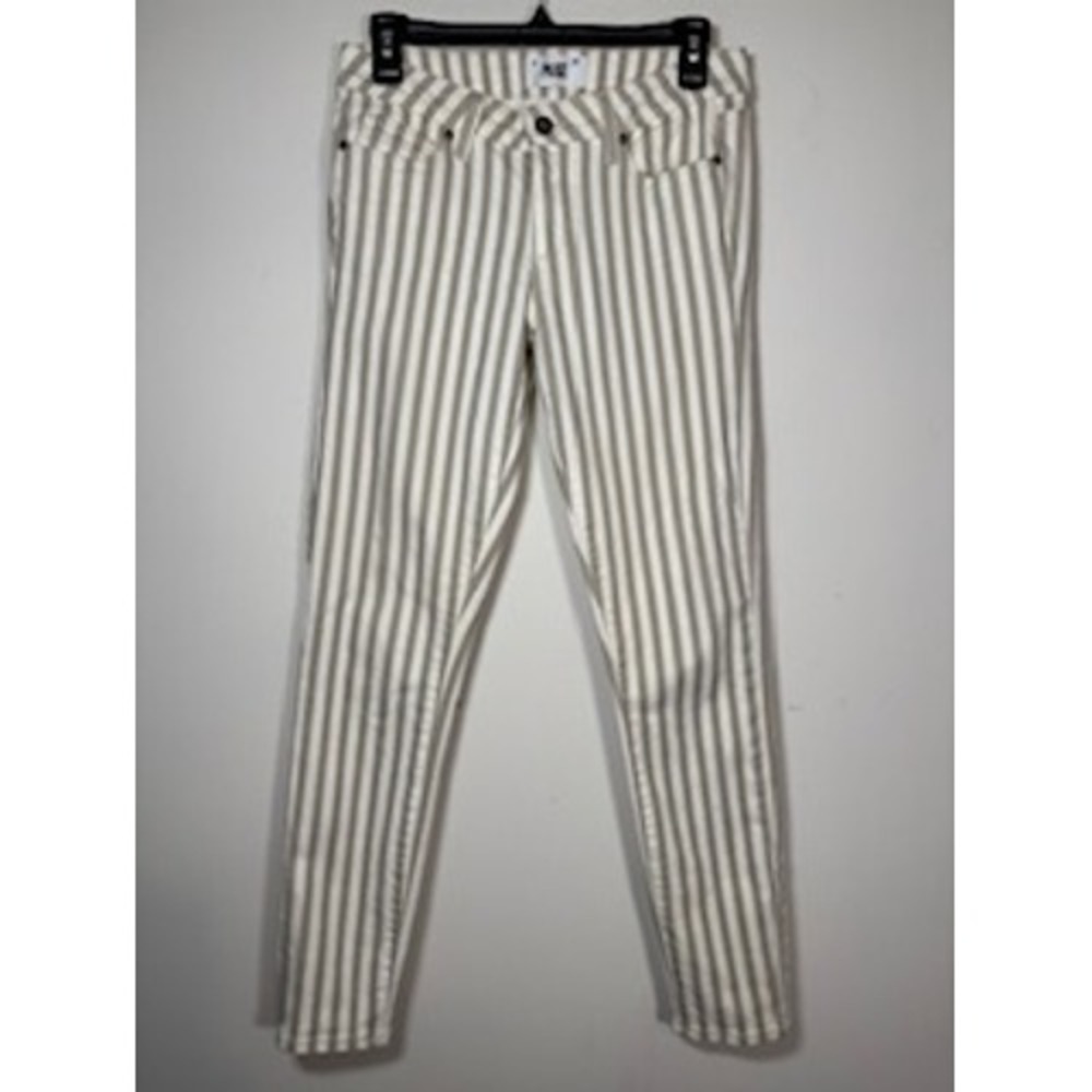 PAIGE Ankle Jeans Tan White Striped Skinny Pants Hipster Boho Chic Size 28